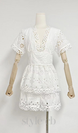 MAGGIE WHITE LAYERED CUT OUT LACE TOP SHORTS SUIT