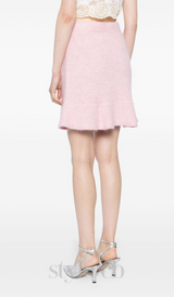 Fluffy rib-knit mini skirt in pink