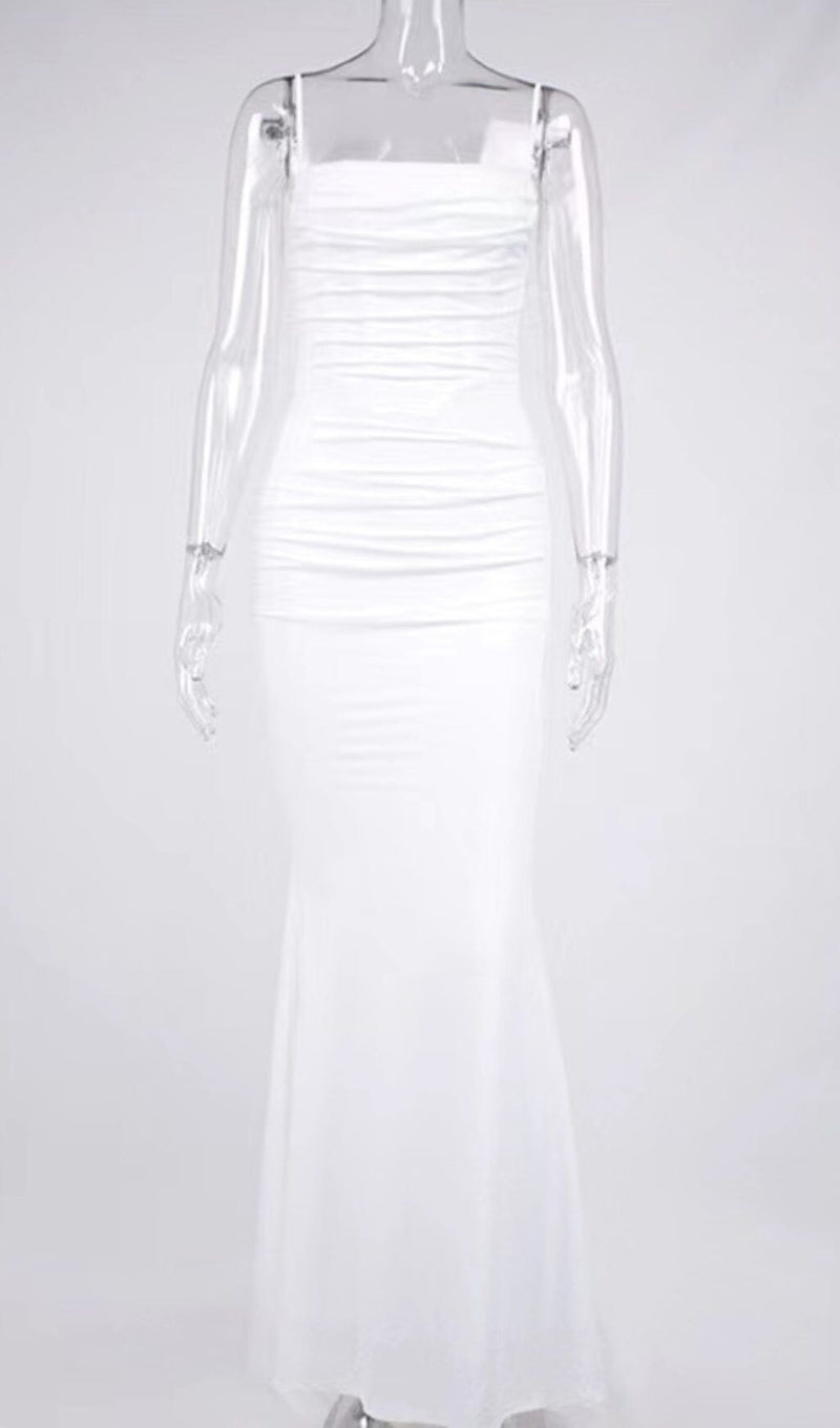 WHITE DRAPED CORSET MAXI DRESS Dresses styleofcb 