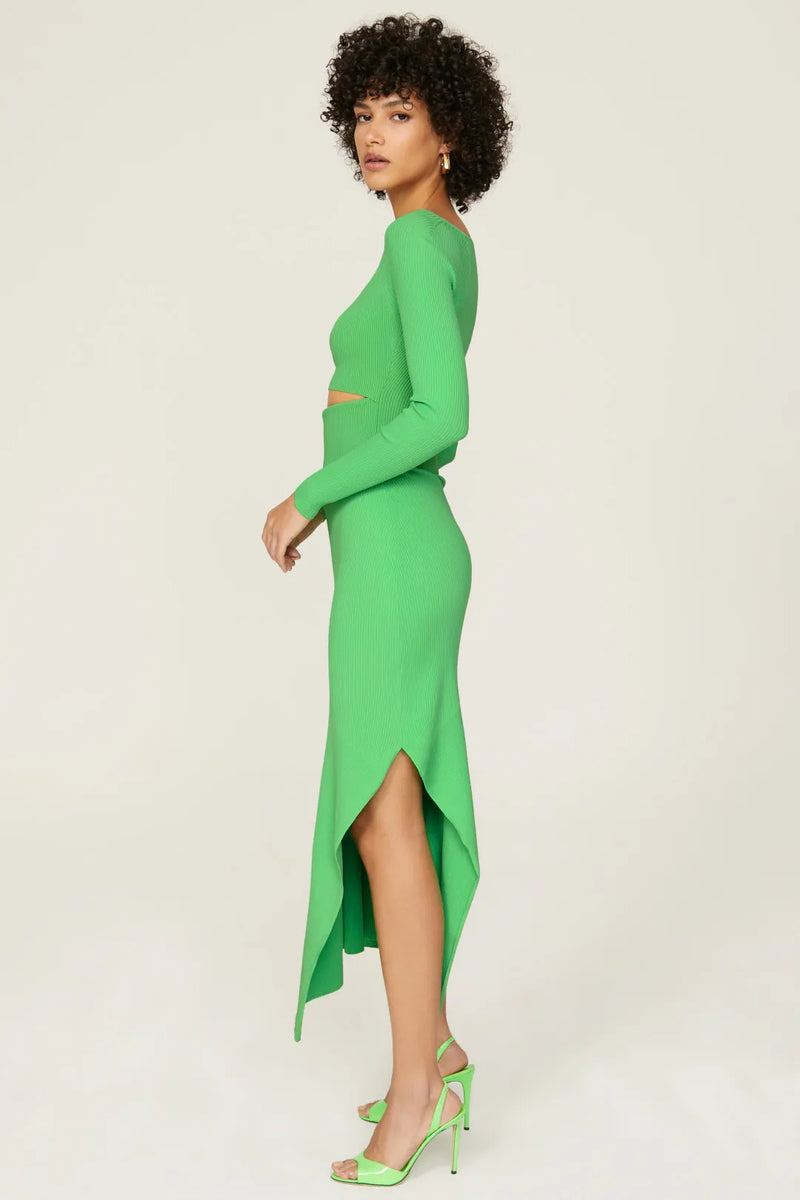 tiffany long sleeve cutout cocktail dress in green