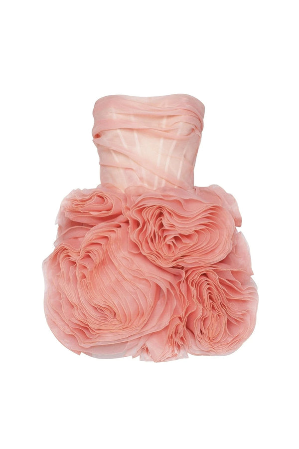 georgia Appliquéd organza coral mini dress