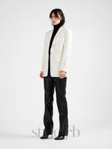 bat-shape embellished blazer in white