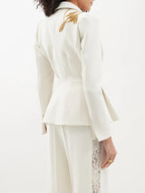 EMBROIDERED PEPLUM BLAZER IN WHITE