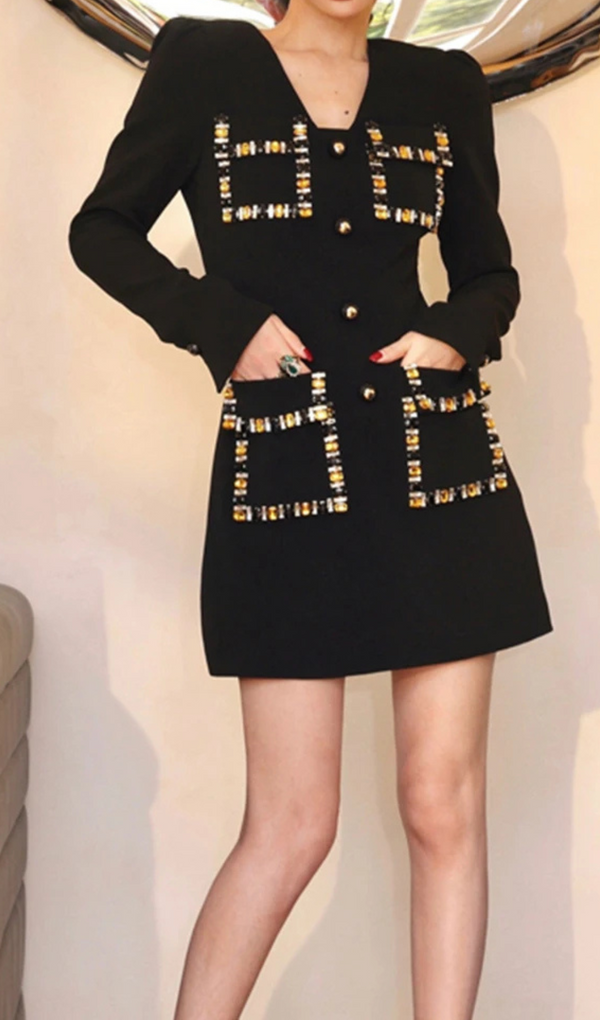 EMBROIDERED FLARES MINI DRESS