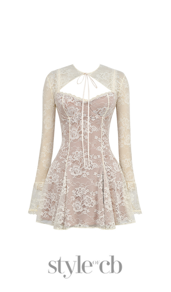 vintage cream lace mini dress