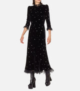 BLACK VELVET DRESS WITH CRYSTALS