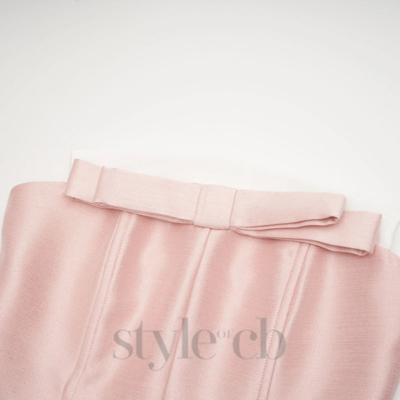 pink bowknot top skirt set