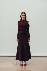 Eclipse Draped maxi Dress in Blackberry