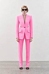 SLASHED SINGLE-BREASTED JACKET SUIT IN PINK