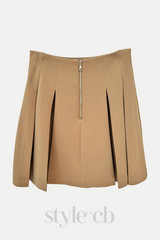 Asina Gold Buttoned Mini Skirt in Khaki