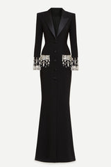 Aurora Crystal Embellished Blazer Maxi Dress