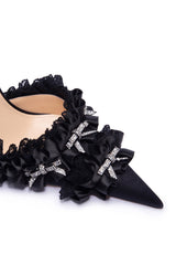 Avah Bow-embellished Slingback Pumps - Black