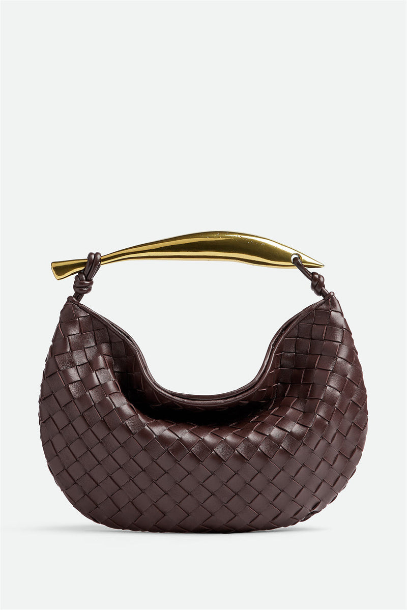 Avianna Weave Metal Handbag - Chocolate