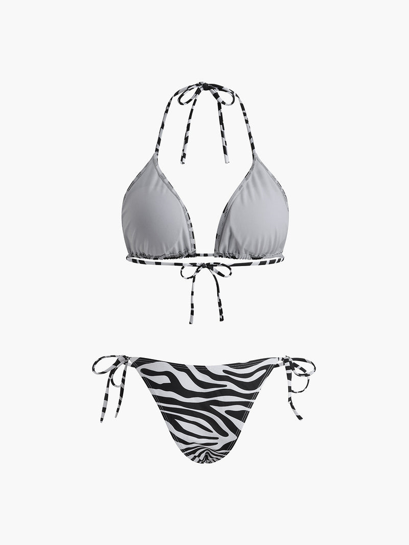 Zebra Striped Triangle Bikini Set