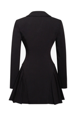 Beulah Pleate Blazer Mini Dress in Black