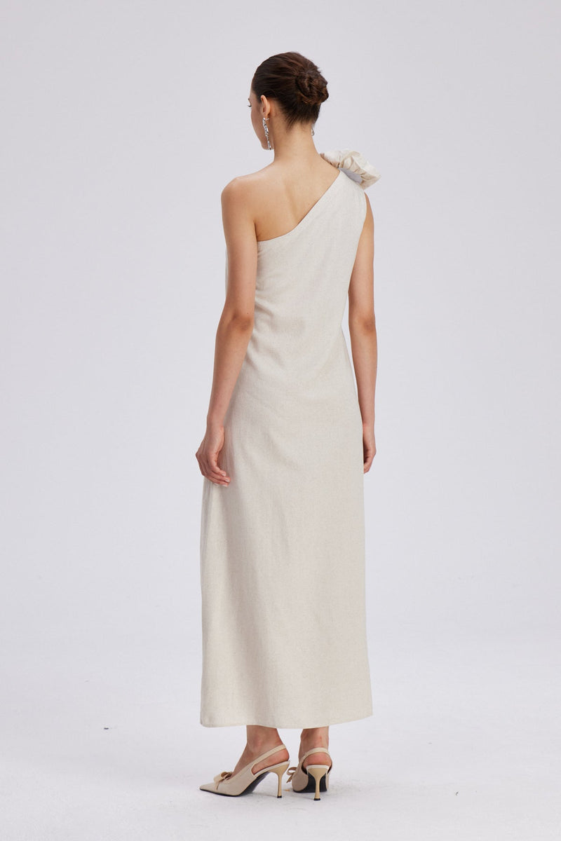 Charlotta Flower One Shoulder Maxi Dress