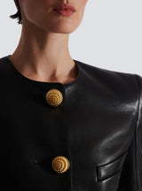 Lambskin leather peplum jacket