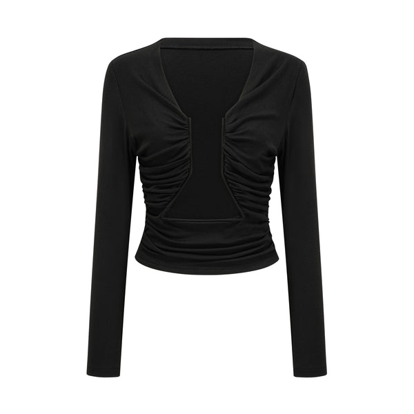 Anaïs black open-front gathered top