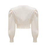 Nouria white faux-flower twist cropped top