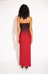 Strapless Ombré Maxi Dress – Black to Red