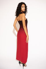 Strapless Ombré Maxi Dress – Black to Red