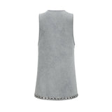 Daphné blue crystal sleeveless denim mini dress