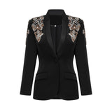 Delphine black embellished jacket & trousers matching set