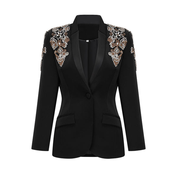 Delphine black embellished jacket & trousers matching set