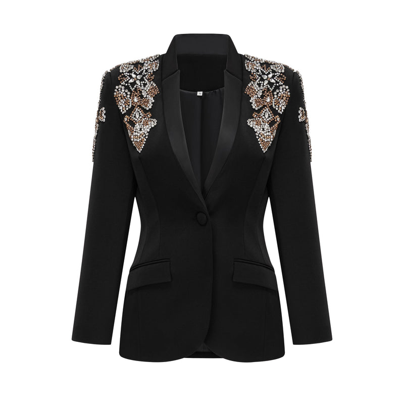 Delphine black embellished jacket & trousers matching set