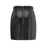 Daphné eyelet-embellished leather jacket & skirt matching set