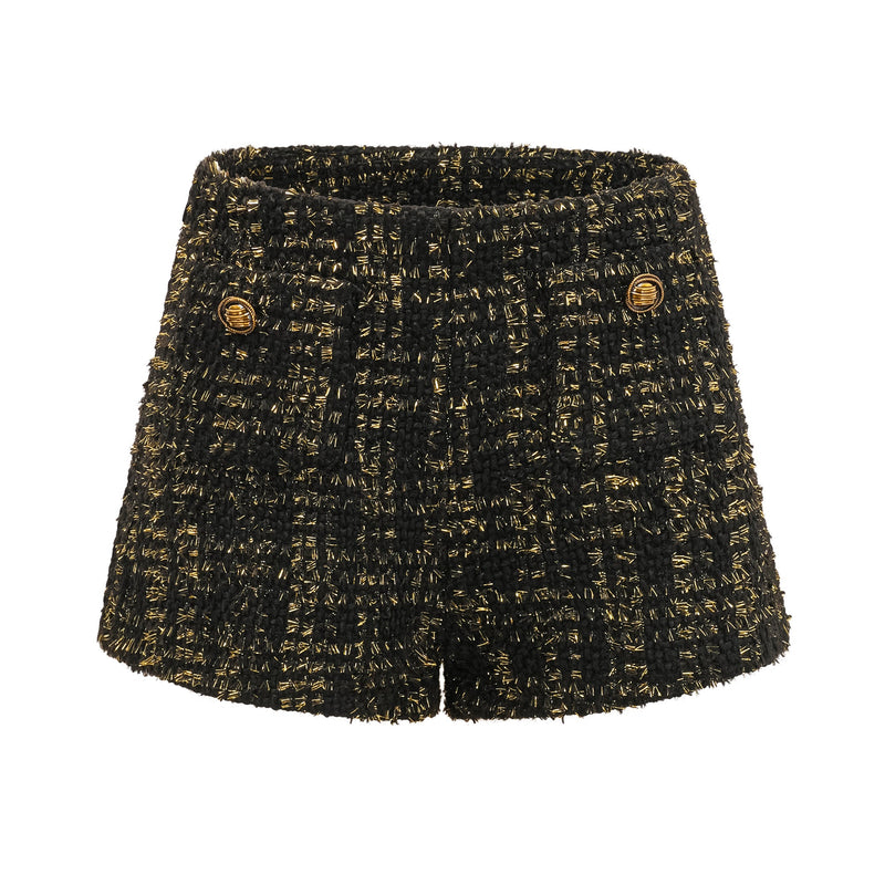 Claudine black metallic tweed jacket & shorts matching set