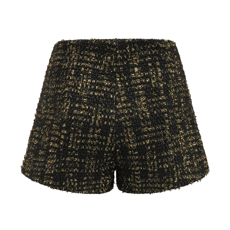 Claudine black metallic tweed jacket & shorts matching set