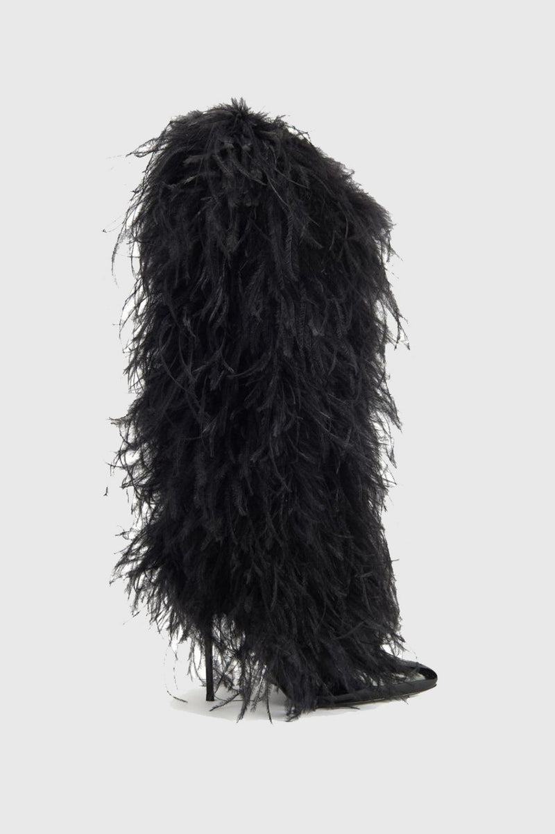 Danica Feather Knee-high Boots - Black