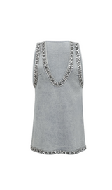 Daphné blue crystal sleeveless denim mini dress