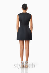 Maiara Diamante Mini Dress In Black