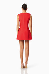 Buttercup Embroidered Mini Dress in Red