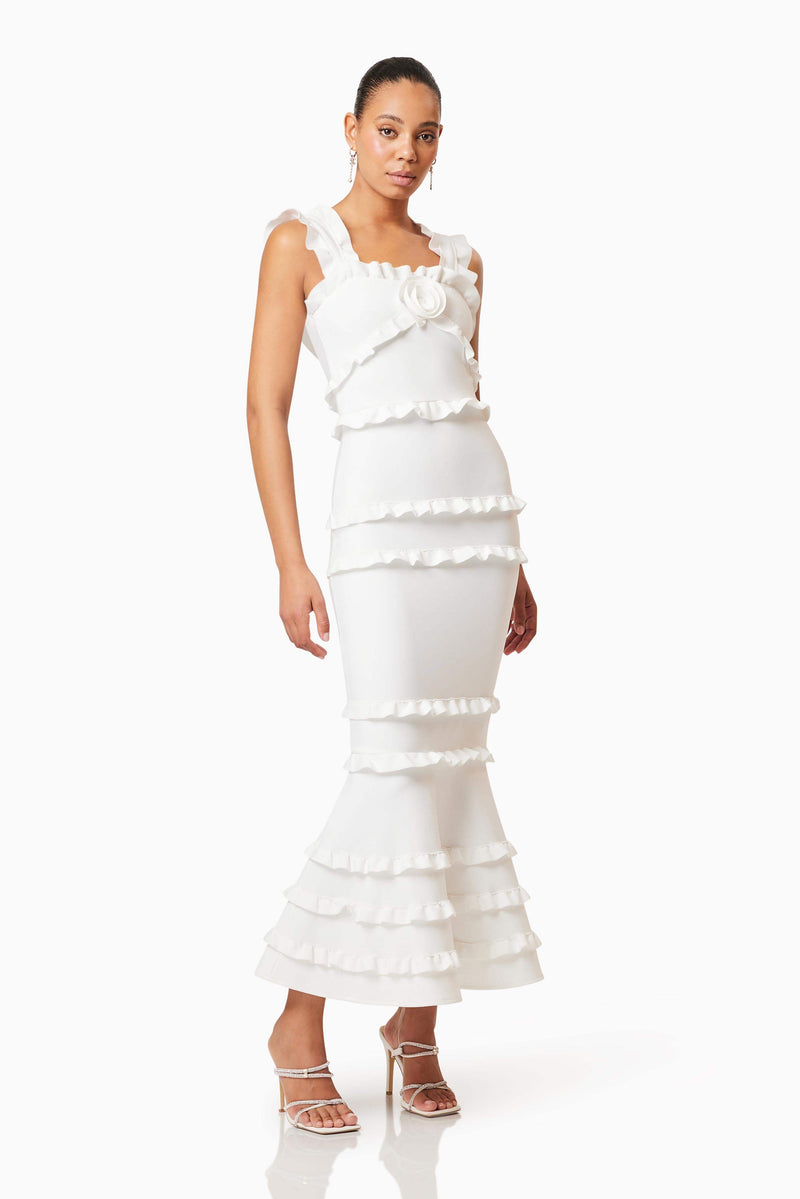 josephine Frill Maxi Dress in White