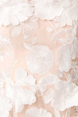 Selene 3D flower Tiered Maxi Dress In White