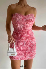 beverly Floral embellished Mini Dress in pink
