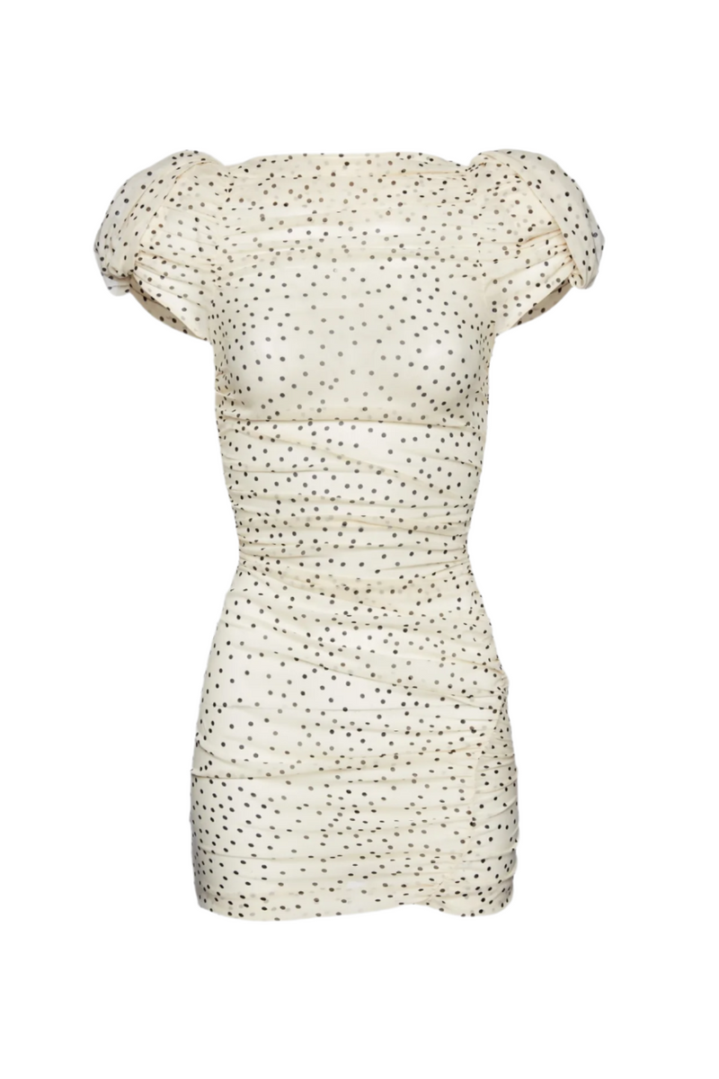 Eadlla Ruched Polka Dot Mini Dress