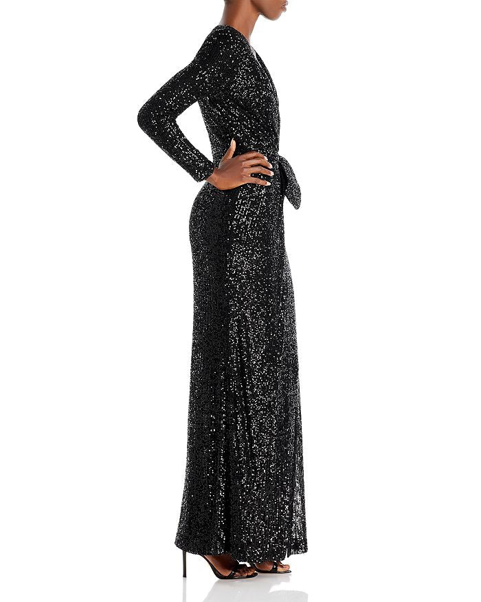 SEQUINED WRAP GOWN