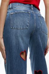 Elowen Heart Embroidered Cutout Jeans