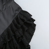 BLACK LACE SATIN CORSET DRESS