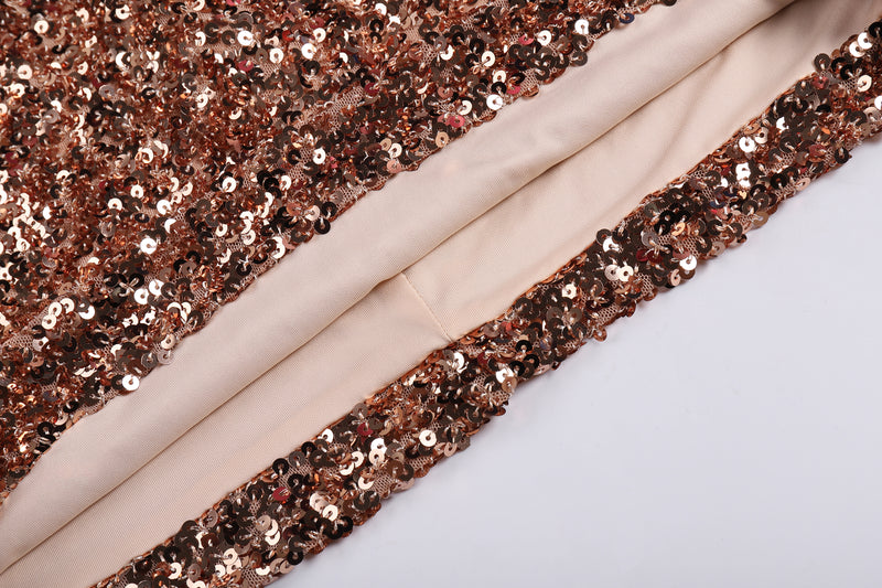 GOLD SEQUIN SLEEVELESS HIP MINI DRESS