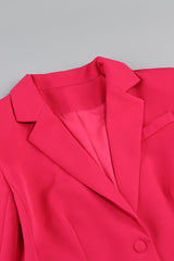 IRMA FEATHER TRIM BLAZER SUITS IN ROSE RED