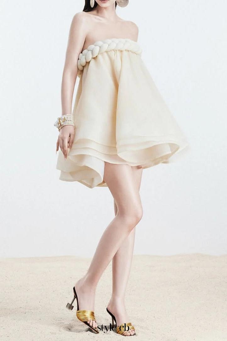 Hemp rope tube top tutu skirt in beige
