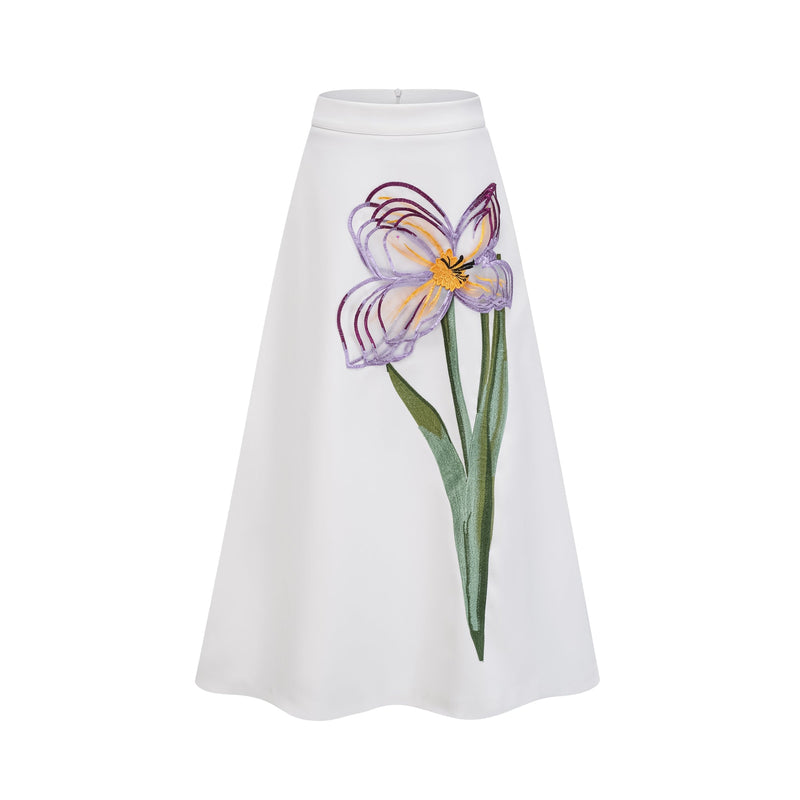 White Floral Embroidered midi dress Matching Set