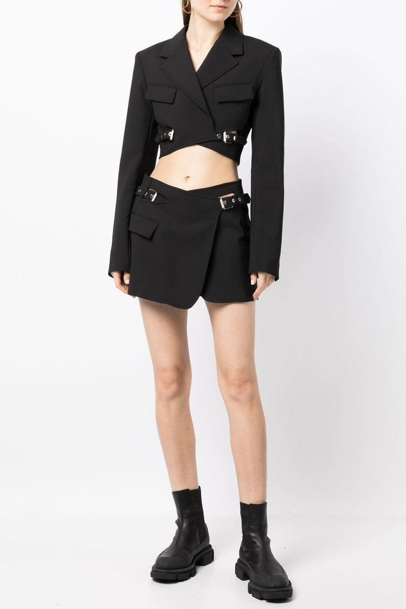 Jayla Cropped Cutout Blazer in Black