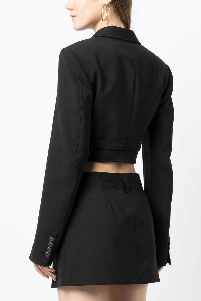 Jayla Cropped Cutout Blazer in Black