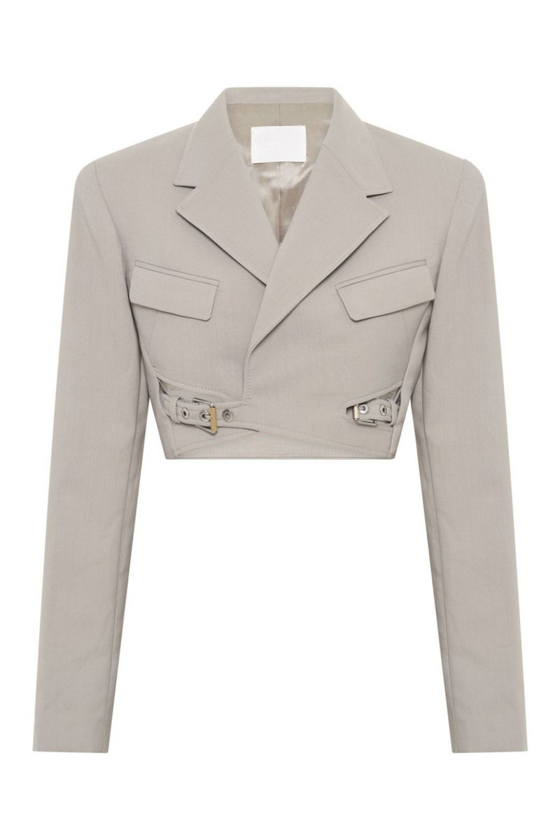 Jayla Cropped Cutout Blazer in Grey